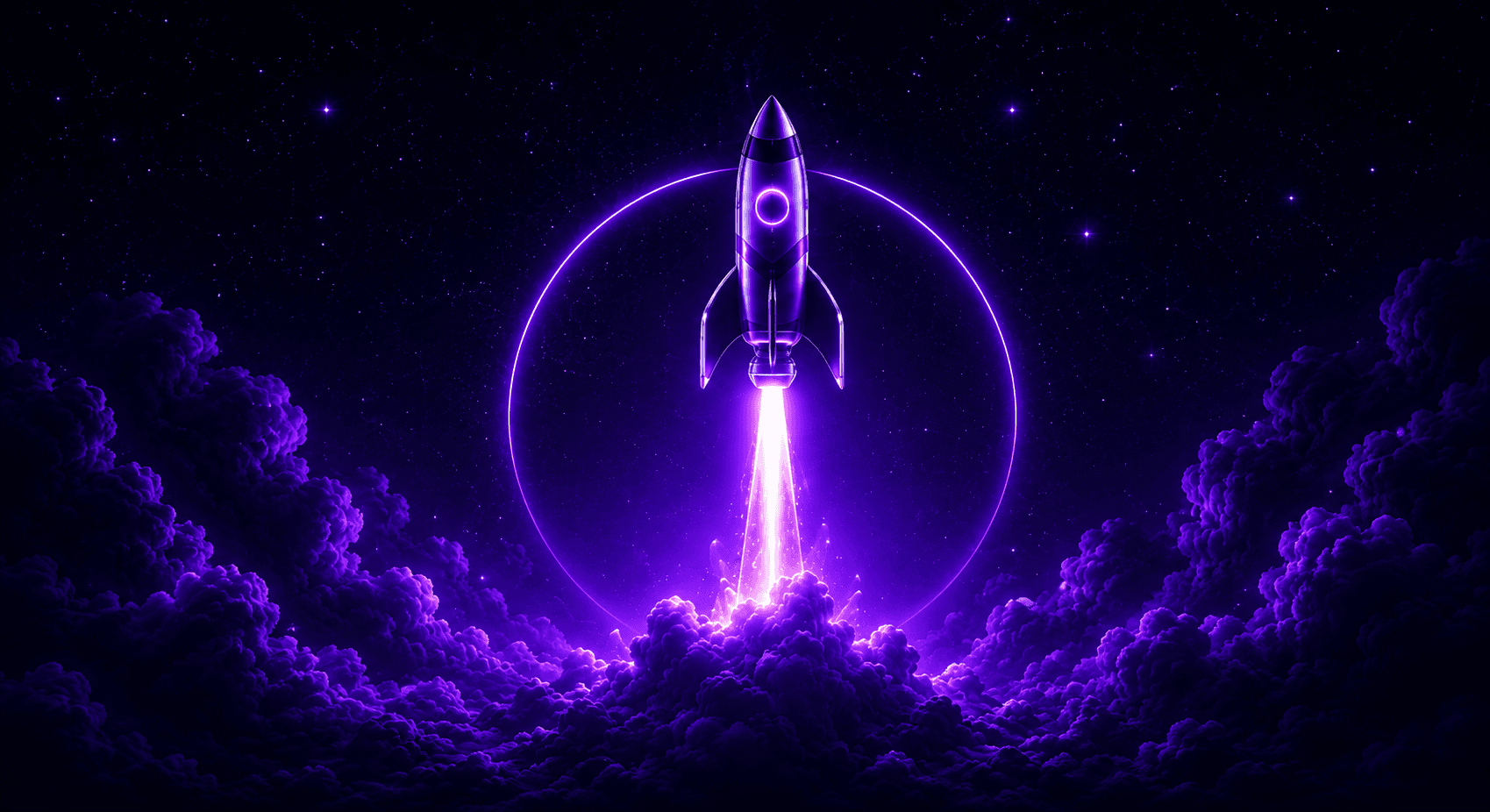 Glowing rocket launch