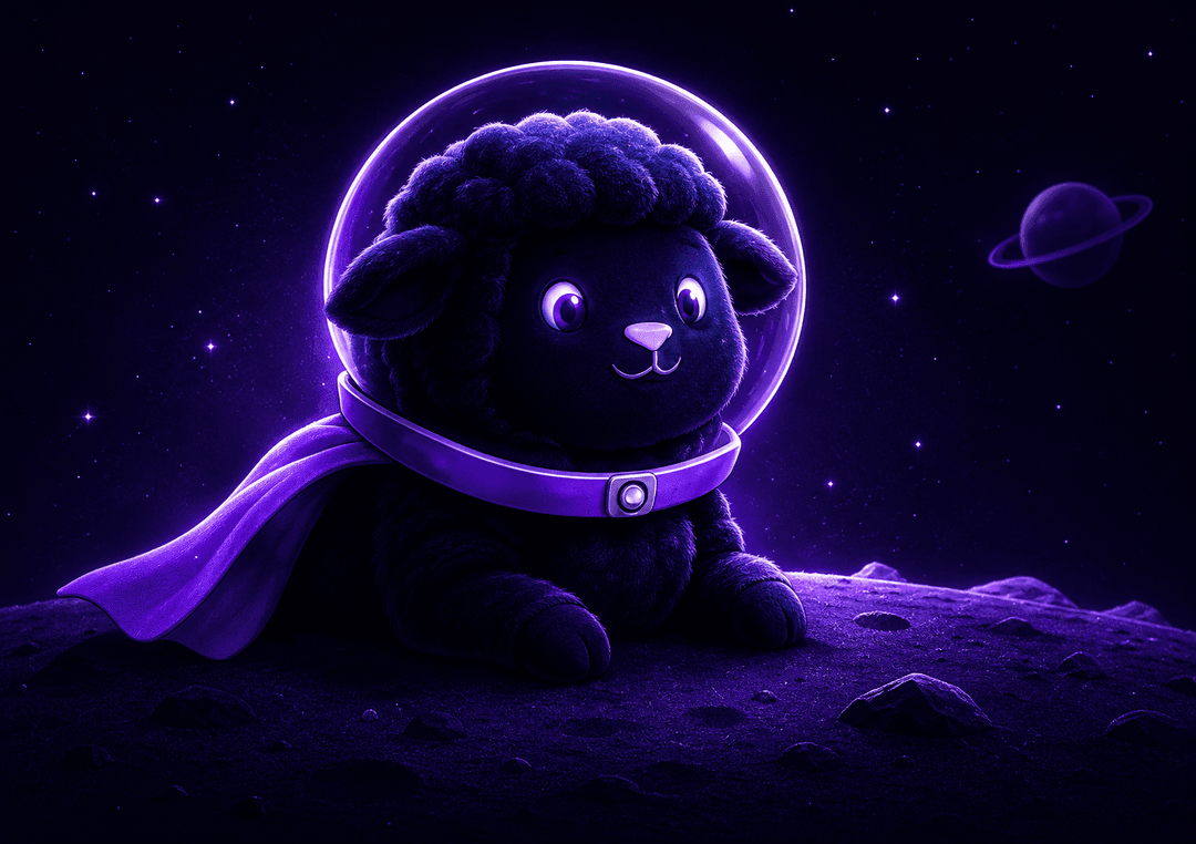 Astronaut SpaceSheep on a moon